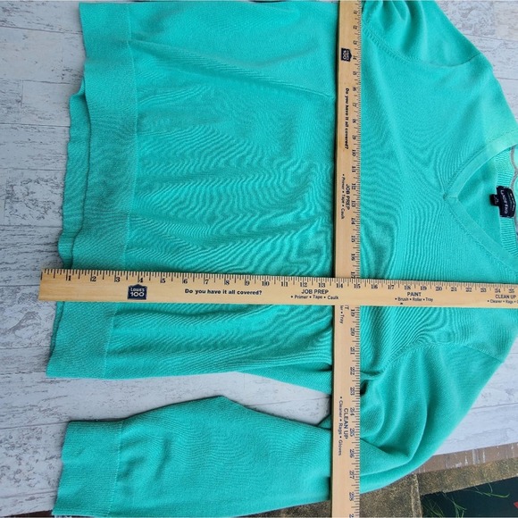 Lands' End Supima Cotton V-neck Sweater Green sz XL Pull over - Picture 2 of 8